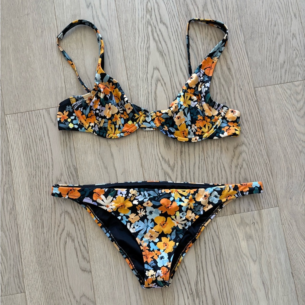 Rhythm Floral Bikini - Black, Orange, Yellow